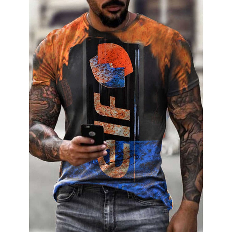 Men's Short Sleeves O-Neck 3D Printed T-Shirt