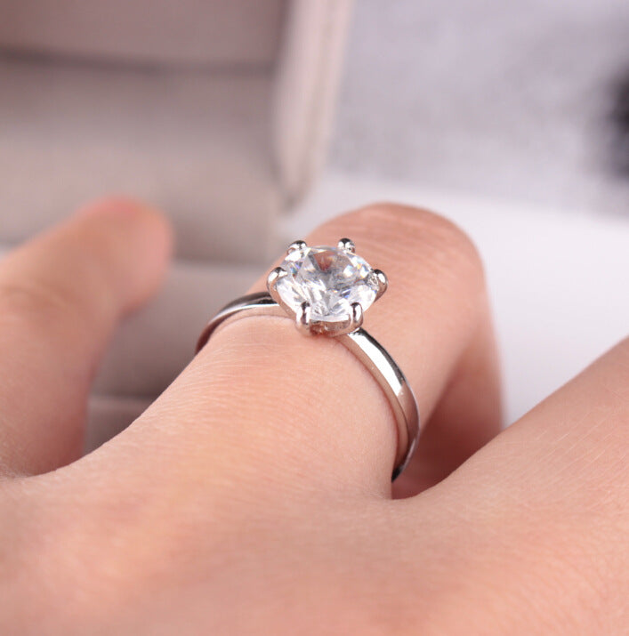 Six-Prong Zirconia Ring High-Diamond Wedding Couple Engagement Ring