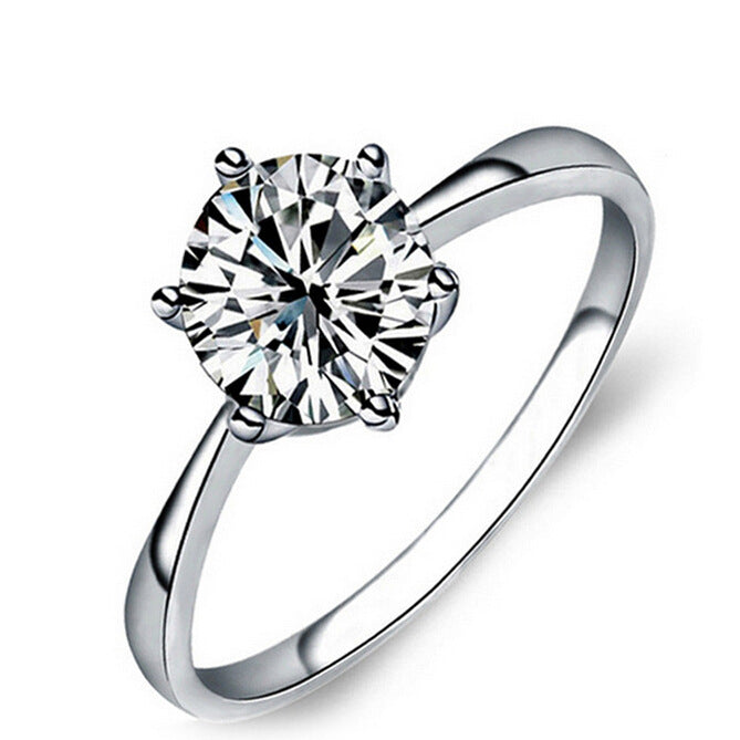 Six-Prong Zirconia Ring High-Diamond Wedding Couple Engagement Ring