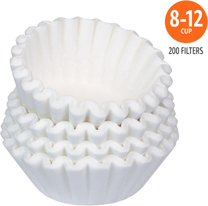 Coffee Filters 8-12 Cup, 200 Count, Basket Coffee Filter, Paper Filters White