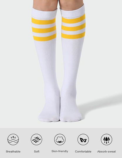 Women's Knee High Athletic Socks Stripe Tube Outdoor Sport Socks