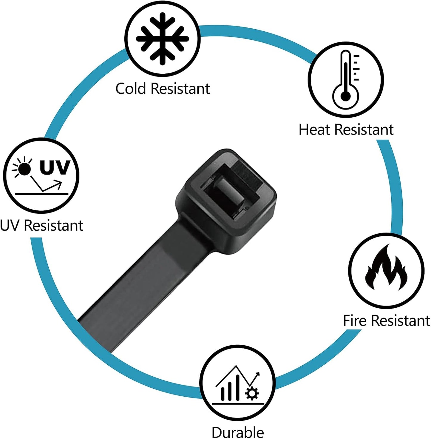 Zip Ties Assorted Sizes(4”+6”+8”+12”), 400 Pack, Black Cable Ties, UV Resistant Wire Ties