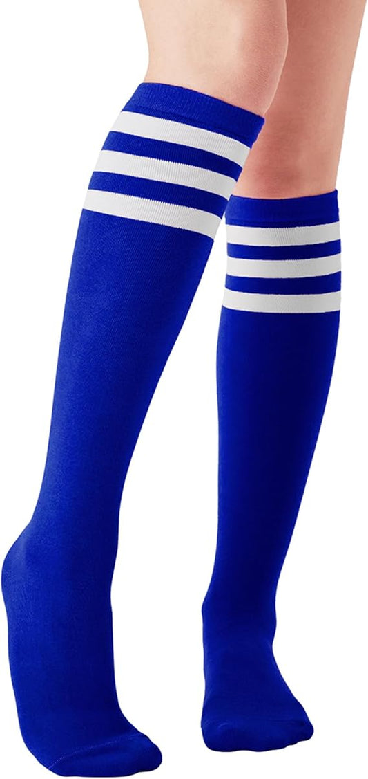 Women's Knee High Athletic Socks Stripe Tube Outdoor Sport Socks