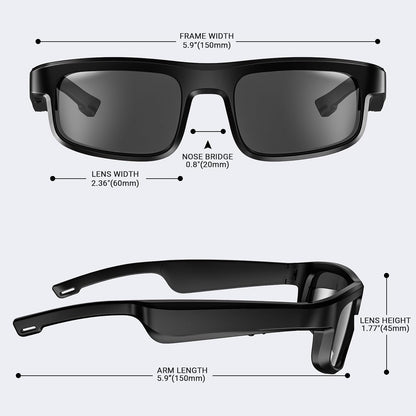 Smart Glasses, Polarized Bluetooth Sunglasses, Built-in Mic & Speakers, Voice Assistant, UV Protection Audio Sun Glass