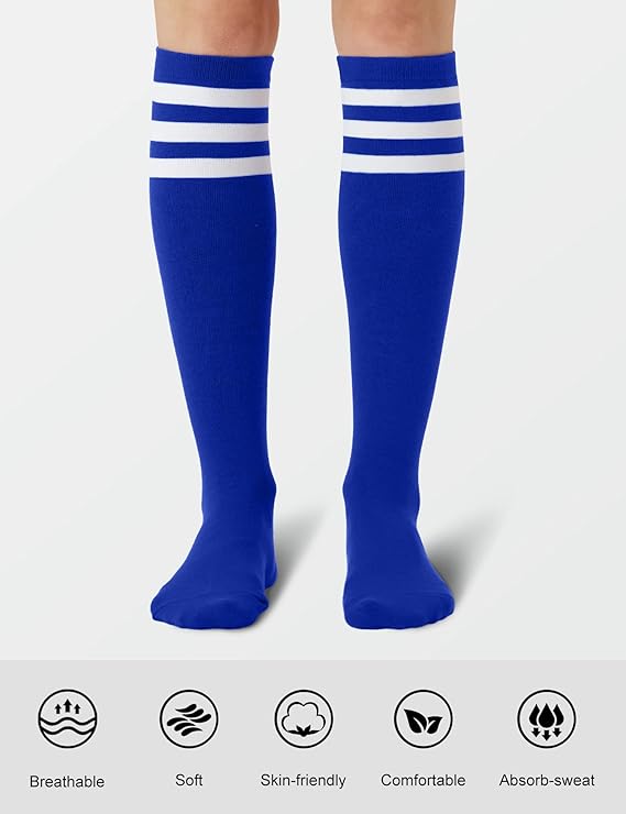 Women's Knee High Athletic Socks Stripe Tube Outdoor Sport Socks