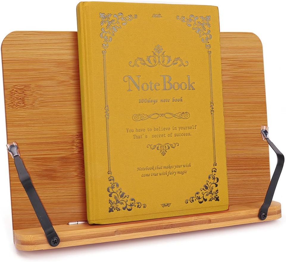 Book Holder Stand Bamboo Portable Adjustable Desk Reading Cookbook Bookstand