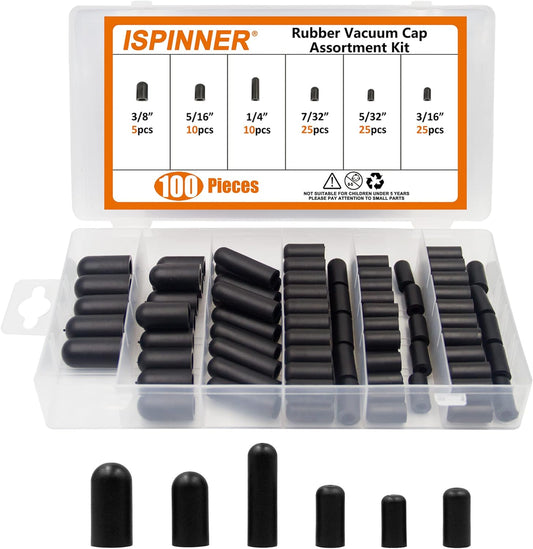 (100 PCS) CARBURETOR & VACUUM RUBBER CAP PLUG ASSORTMENT KIT INTAKE VACUUM LINES