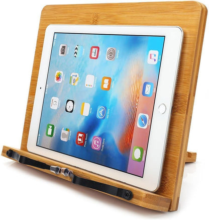 Book Holder Stand Bamboo Portable Adjustable Desk Reading Cookbook Bookstand