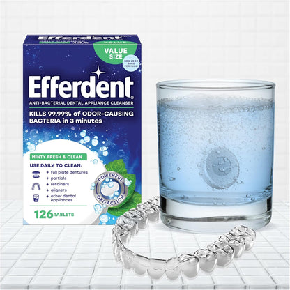 Efferdent Retainer Cleaning Tablets Denture Cleanser Tablets Dental Appliances