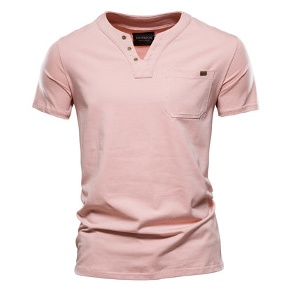 V-Neck Men's Cotton Casual Classic T-Shirt