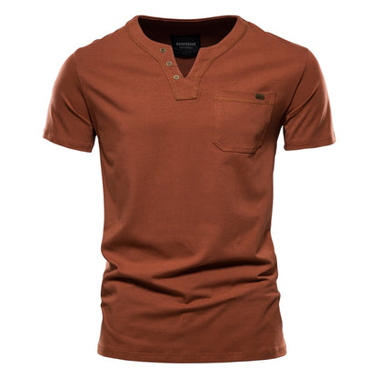 V-Neck Men's Cotton Casual Classic T-Shirt