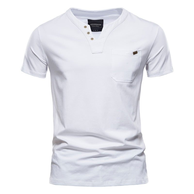 V-Neck Men's Cotton Casual Classic T-Shirt