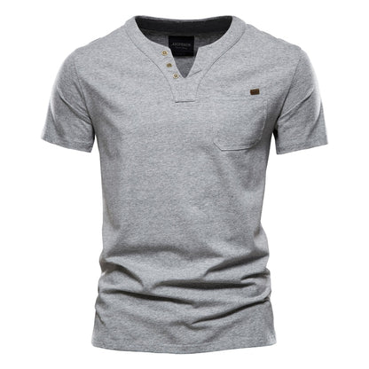 V-Neck Men's Cotton Casual Classic T-Shirt