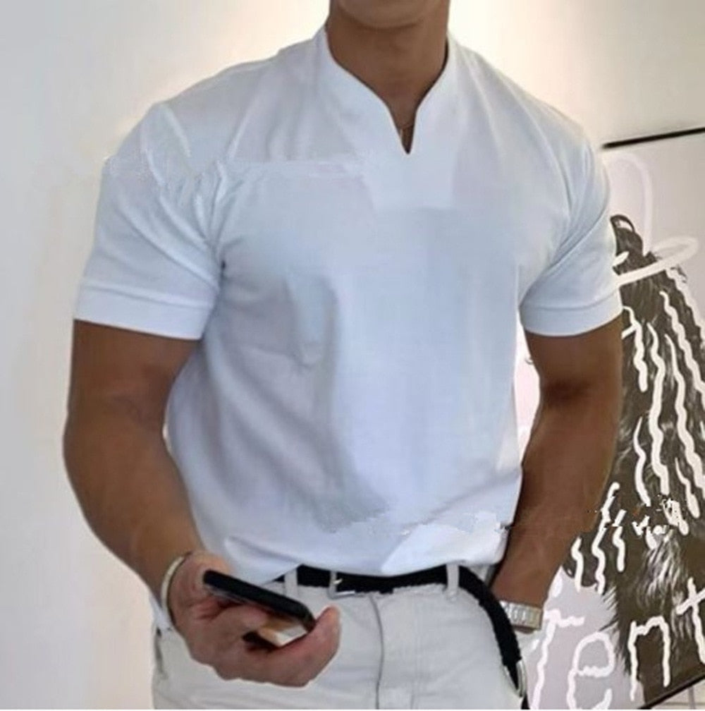 Men's V Neck Short Sleeve Slim T-Shirt