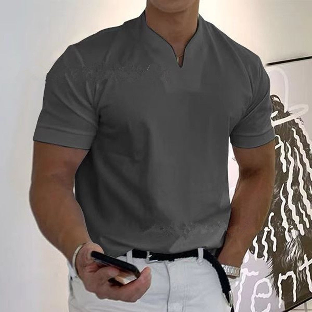 Men's V Neck Short Sleeve Slim T-Shirt