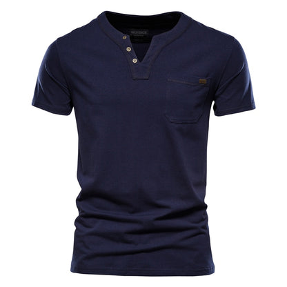 V-Neck Men's Cotton Casual Classic T-Shirt