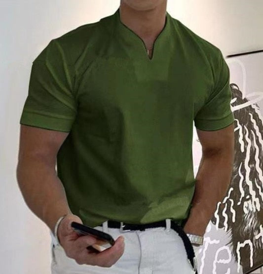 Men's V Neck Short Sleeve Slim T-Shirt