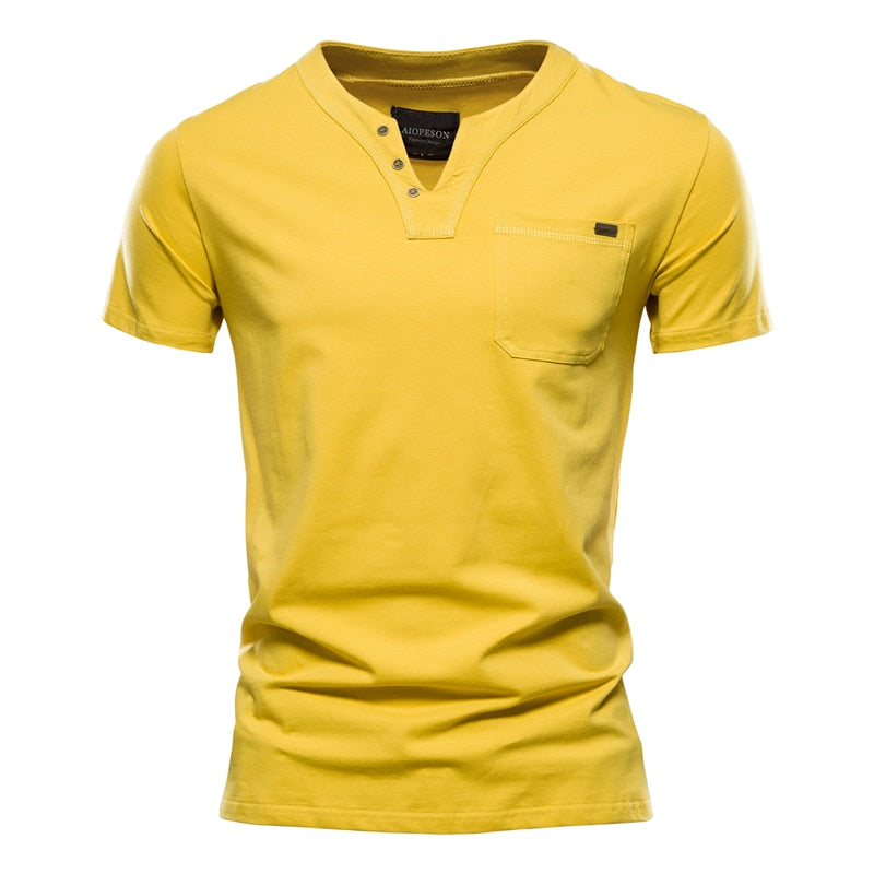 V-Neck Men's Cotton Casual Classic T-Shirt