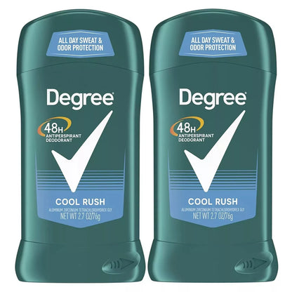 Degree Men Original Antiperspirant Deodorant Cool Rush Twin Pack 48-Hour Sweat & Odor Protection Antiperspirant For Men 2.7 oz