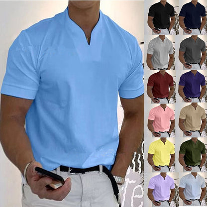 Men's V Neck Short Sleeve Slim T-Shirt