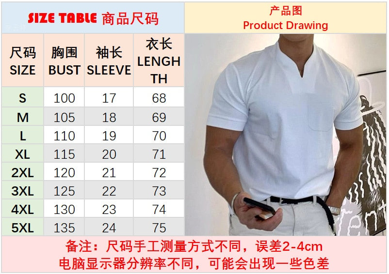 Men's V Neck Short Sleeve Slim T-Shirt